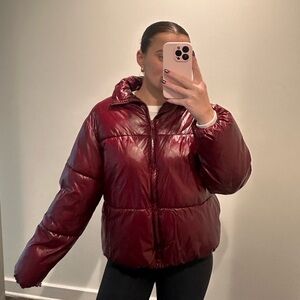 A New Day Burgundy Puffer Jacket – Size S, Water Resistant